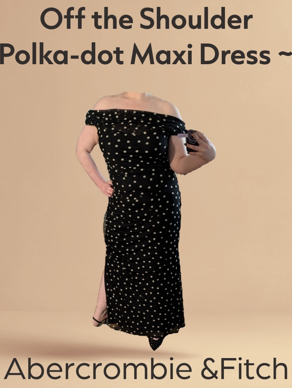 Black Polka Dot Off-the-Shoulder Maxi Dress